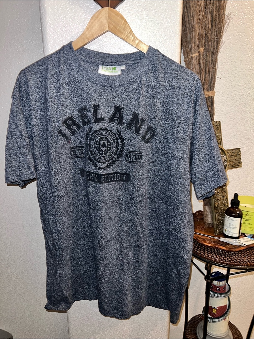 Ireland Graphic Crewneck T-Shirt - Blue Gray